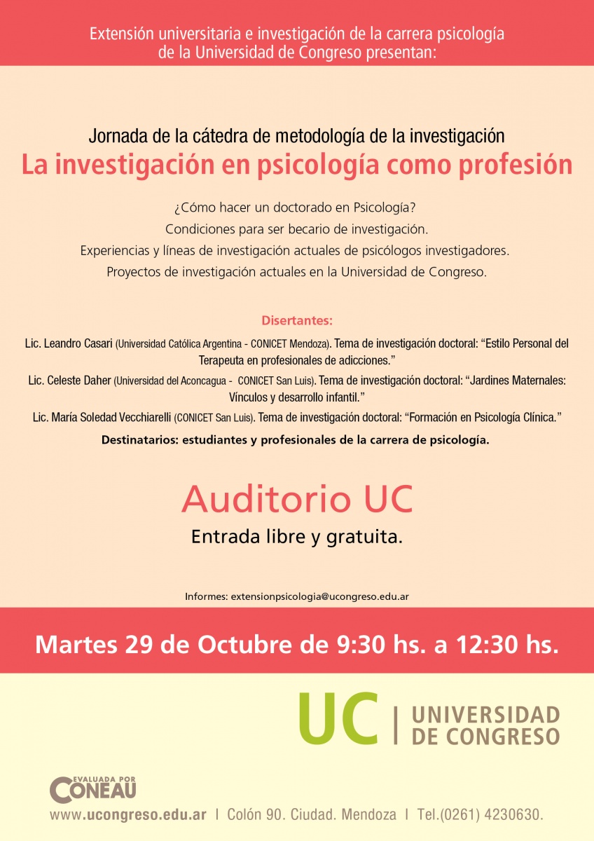 La investigación en Psicología como profesión” - Universidad de Congreso -  Universidad de Congreso