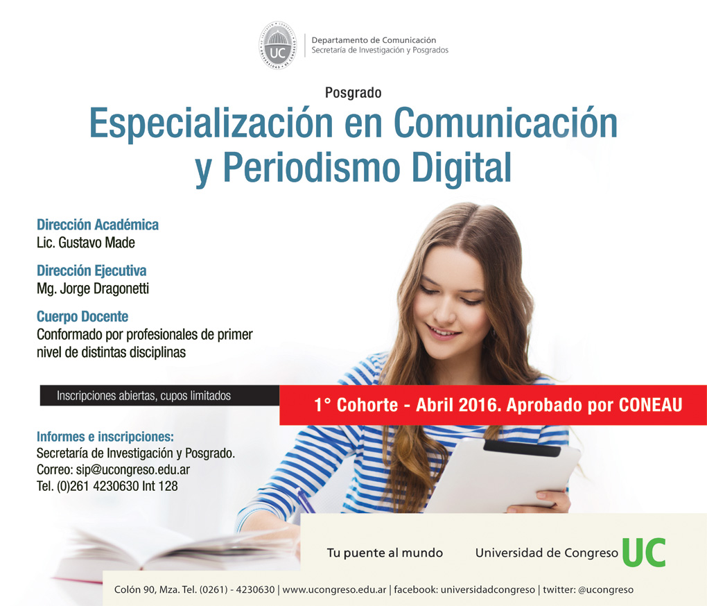 Realista Dictar Movimiento Posgrado | Especialización en Comunicación y Periodismo Digital -  Universidad de Congreso - Universidad de Congreso